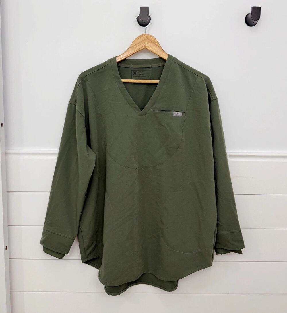 Women’s FIGS Technical Collection Halle Moss Green Long Sleeve Top Size L